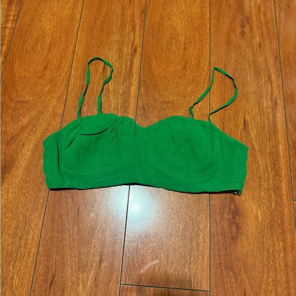 Reformation Green Bustier Crop Top